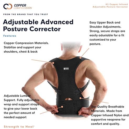 Amazon Com Copper Compression Posture Corrector Guaranteed Highest Copper Content Adjustable Posture Support Back Brace Men Women Supports Correct Posture Upper Lower Lumbar Scoliosis S M 26 To 31 Waist Health Personal