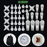 ElecMotive (38 - Pack) Creative Multi Function Invisible Hardwall Drywall Picture-Hanging Hooks Clock Hanger Non-Trace Wall Picture Hook Frame Wedding Photos Mirror Wall Studs, White (38-Hook)
