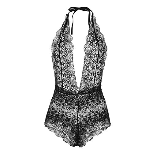 Jumpsuit Sleepwear 1PC Fashion Women Plus Size Lace Sexy Lingerie Deep V-Neck