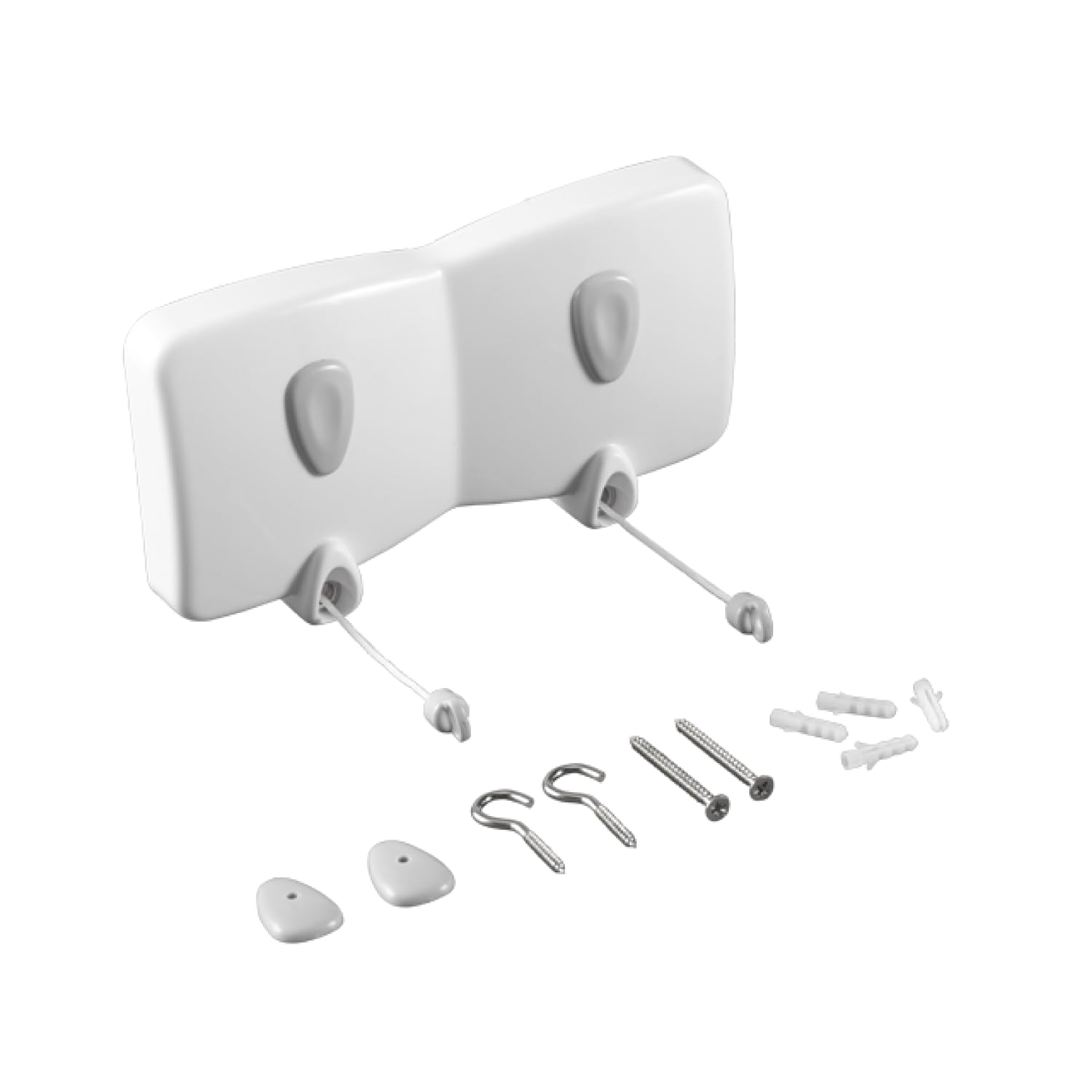 Metaltex Malaga 2 Line Air Dryer - Wall-mounted Laundry Dryer with LDPE Coating - Clothesline for Small Spaces and Flats White, 23 x 13 x 3 Centimetres