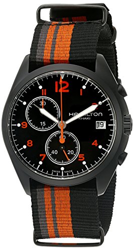 Hamilton Men's 'Khaki Aviation' Swiss Quartz Stainless Steel and Canvas Dress Watch, Multi Color (Model: H76582933)