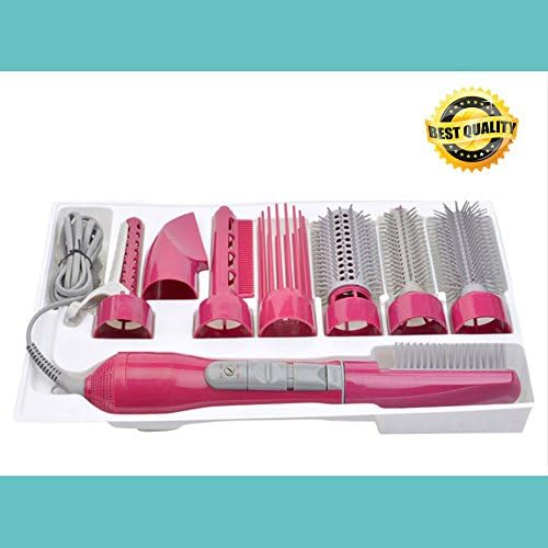 AMANISTA 8 in 1 Professional Blow Hair Dryer Hair Curler for Hotel Travel With Brush Comb Powerful Hairdryer With Attachments HS12 S3940 (white)