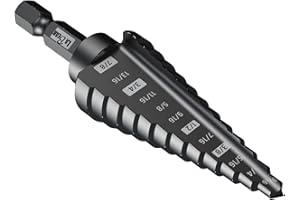 LABEAR 3/16 to 7/8 Inch HSS Step Drill Bit for Metal, Plastic, Wood, Aluminum, Heavy Duty Unibit with Multi Hole Sizes, 1/4 inch Shank, M2 High Speed Steel