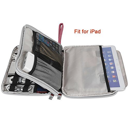 Travel Cable Organizer Bag,BUBM Space Saving Electronics Accessories Storage Bag for iPad, USB,Flash Drive,Phone,Charger,Power Bank, Travel Gear Bag Sleeve(Large,Pink) - Thumbnail 4