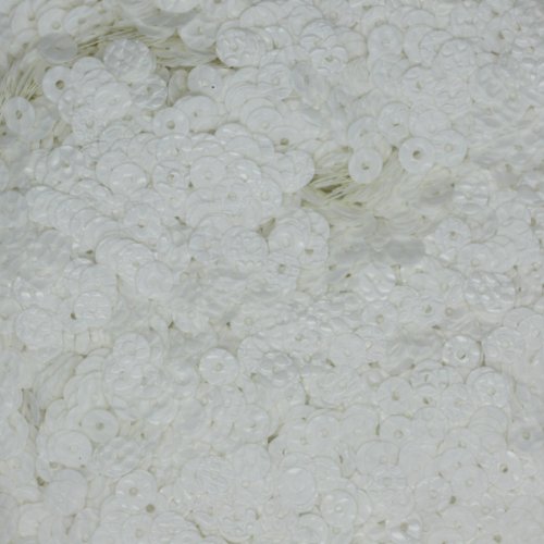 5mm Flat Round SEQUIN PAILLETTES ~ White Snakeskin Lizard Embossed ~ Loose sequins for embroidery, bridal, applique, arts, crafts, and embellishment. Made in USA.