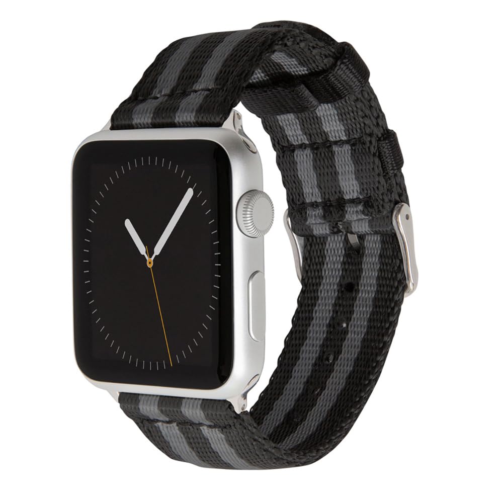 Archer Watch Straps - Seat Belt Nylon Straps for Apple Watch (Black/Gray, Stainless, 44/45/46/49mm)