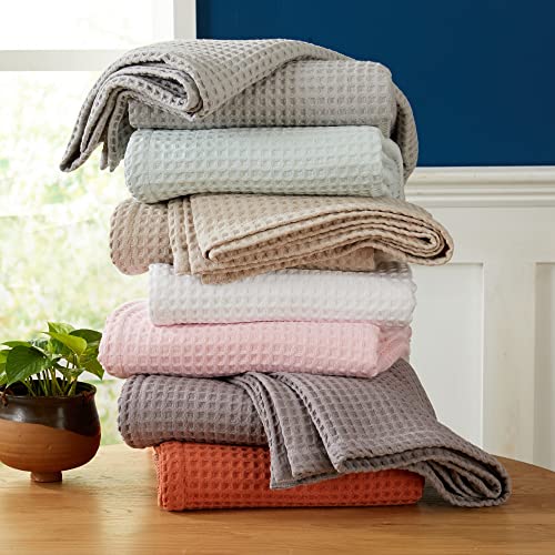 100 Cotton Waffle Weave Bed Blanket Soft, Breathable, and