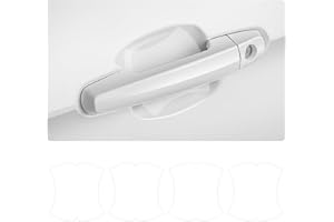 Augeny 4 PCS Car Door Handle Scratch Protectors, Carbon Fiber Texture Auto Door Handle Paint Guard, Anti-Scratches Door Side Handle Protective Films, Universal Vehicle Accessories (Transparent)