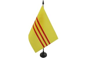 AZ FLAG South Vietnam Table Flag 5'' x 8'' - Vietnamese Desk Flag 21 x 14 cm - Black plastic stick and base