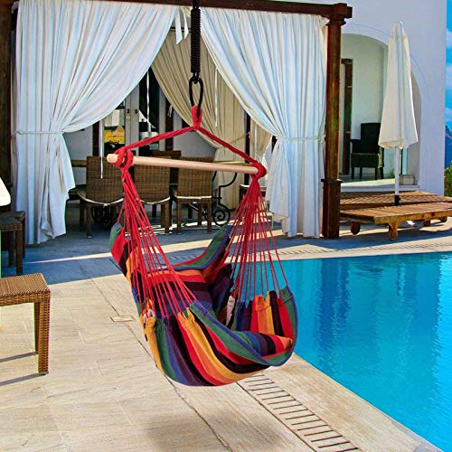 CanKun Hängematte Stuhl,Hängesessel Mit 2 Abnehmbaren Kissen Entspannung Waschbar Hängesitz Baumwolle Weben Hängesessel… – Bild 6