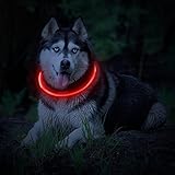 LED Dog Necklace Collar,USB Rechargeable Safety Waterproof Light up Adjustable Flashing Pet Neck Loop by fashion&cool