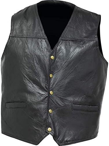 Black Italian Stone Design Leather Concealed Carry Vest - Medium