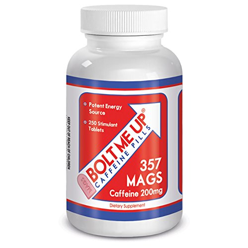 D&E Nutraceuticals Bolt Me Up 357 Mags Caffeine with Vitamin C Extra Strength Energy Supplement, 200mg, 250 Tablets