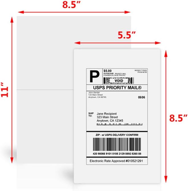 100 Sheets Sticker Labels Shipping Address Labels for Laser/Ink Jet Printer (2-up) : Office Products