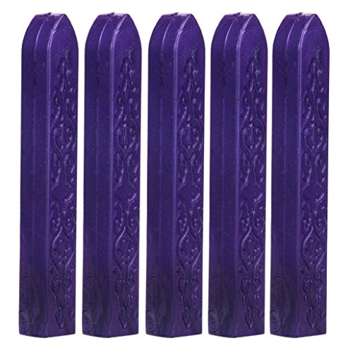 Luweki 5PCS New Vintage Manuscript Sealing Seal Wax Sticks Wicks For Postage Letter (One Size, Purple (without lamp pith))