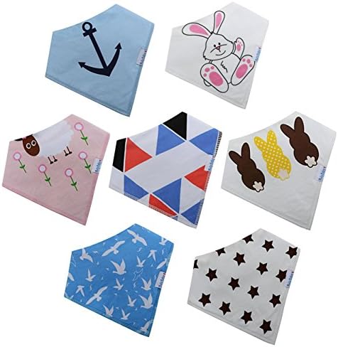 Moly Baby Bandana Drool Bibs,7-Pack for Boys and Girls