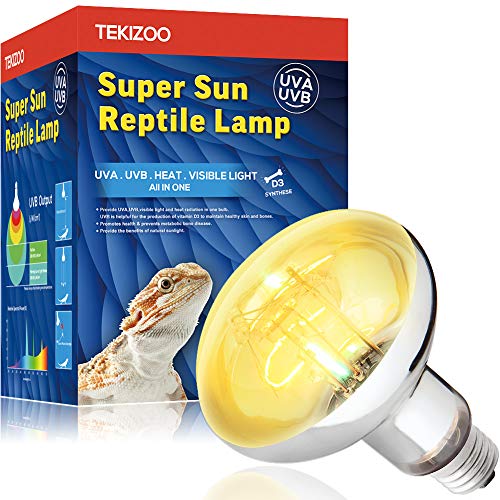 TEKIZOO UVA UVB Super Sun Lamp High Intensity Self-Ballasted Heat Basking Mercury Vapor Lamp/Light/Bulb for Reptile and Amphibian (125W)