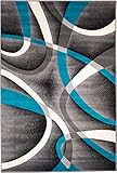Summit SW-Q0ZA-GB7F 035 Turquoise Grey Area Rug Modern Abstract Many Sizes Available , DOOR MAT 22 inch x 35 inch