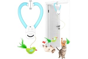 AOIOPLOA Interactive Cat Toys for Indoor Cats: Automatic Flying Bird Feather Wand Chase Exercise Enrichment Stimulation, USB Rechargeable Durable Safe Hanging Toy for Bored Kittens Adult Multi Cat Households