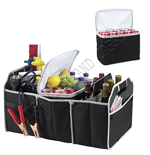 Collapsible Trunk Organizer and Cooler 2 in 1 Set - The three-section car-trunk organizer storage can collapse flat to save space, and has a removable cooler with enough space for up to 20 cans For Car SUV Truck Automotive!!! By USA CASH AND CARRY - PrimeTrendz TM