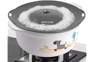 QTECLOR Pot Cover Spill Stopper Lid - Thicken Silicone Boil Over Spill Safeguard,FDA Food Grade Stopper Lid Cover for Pots And Pans, BPA-free Instant Pot Cover, Fits Openings 6" to 10" in Diameter (Gray)