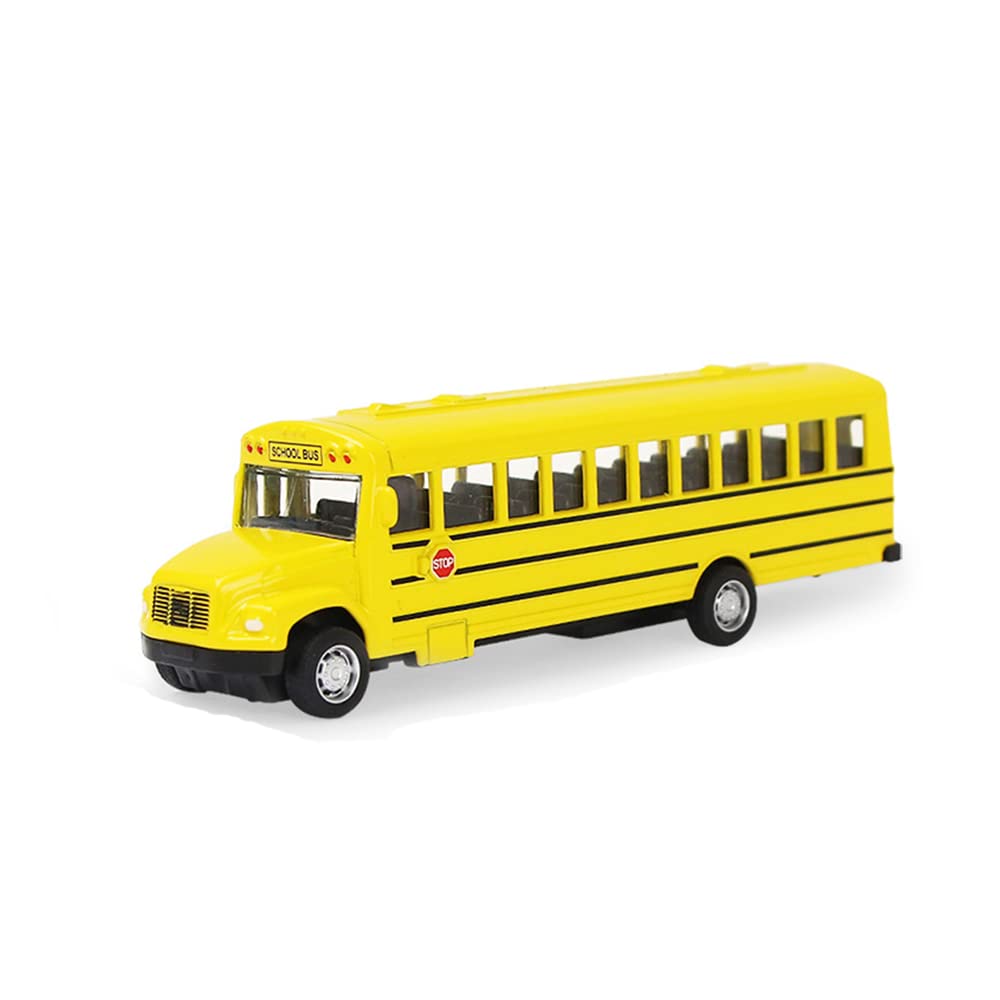 Coolplay Mini Toy Car Simulation Alloy Puck Back School Bus for Kids, Die Cast Vechile Model Educational Toys for Boy and Girl,Yellow