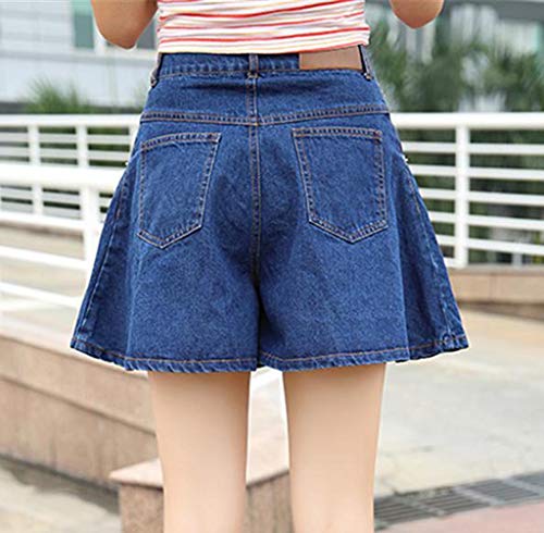 Bravetoshop Women Shorts Jeans Loose High-Waisted Broad-Legged Denim Shorts Loose Short Pants(Dark Blue,M) - Thumbnail 2
