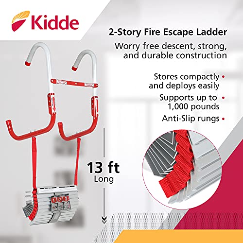 Kidde Fire Escape Ladder, 2Story Rope Ladder, Extends to 13Feet, Anti