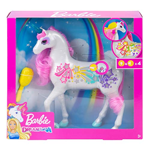 Barbie Einhorn, Dreamtopia Brush 'N Sparkle Unicorn, Barbie Zubehör mit magischer Bürste für 4 Licht-und Soundeffekte, Batterien nicht enthalten, Spielzeug ab 3 Jahre, GFH60 – Bild 7