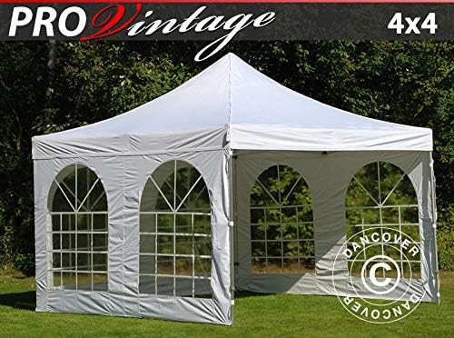 Dancover Pop up gazebo FleXtents Pop up canopy Folding tent PRO Vintage Style 4x4 m White, incl. 4 sidewalls