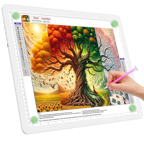 TOHETO A3 Leuchttisch für Diamantmalerei, Ultraheller Leuchtkasten mit Seitliche Tasten, LED Licht Pad zum Nachzeichnen, Lichtplatte Lichttafel zum Sk