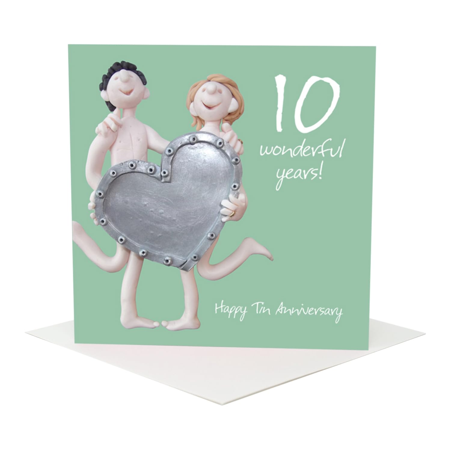 Holy Mackerel 10th wedding anniversary card (tin wedding anniversary) designed by Erica Sturla. Card is 15cm square and blank inside for your own message.Made in the UK