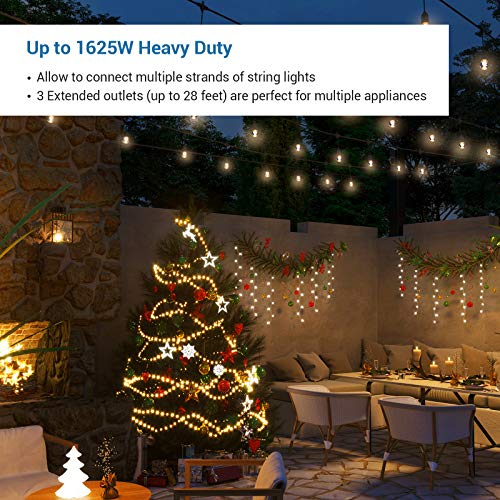 DEWENWILS Outdoor Extension Cord 1 to 3 Splitter, 3 Prong Outlets Plugs