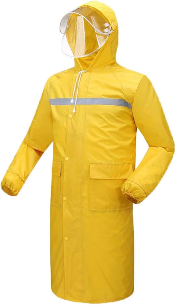 Amazon えみり レインコート 男女兼用 レインウェア 雨具 ポンチョ ファスナー アウトドア ロング合羽 ポケット 帽子 取り外し可能なバイザー 反射テープ付き 大きいサイズ 梅雨対策 レインコート ポンチョ 通販