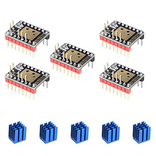 BIQU DIRECT 3D Printer Part Stepstick Mute TMC2209 V1.2 Stepper Motor Driver with Heatsink for SKR V1.3 MKS GEN L Ramps 1.4/1.5/1.6 3D Printer Control Board(Pack of 5pcs) (UART Mode)