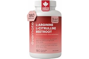 L-Arginine 590 mg, L-Citrulline 266 mg & Beetroot (Per Serving: 2 Capsules) – 3-in-1 Nitric Oxide, Circulation & Energy – 180