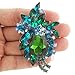 EVER FAITH Women's Rhinestone Crystal Vintage Style Flower Teardrop Brooch Pendant Green Gold-Tone