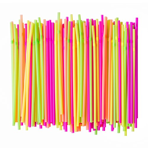 Flexible Neon Plastic Straws, FoodSafe BPAFree Plastic, Jumbo Pack