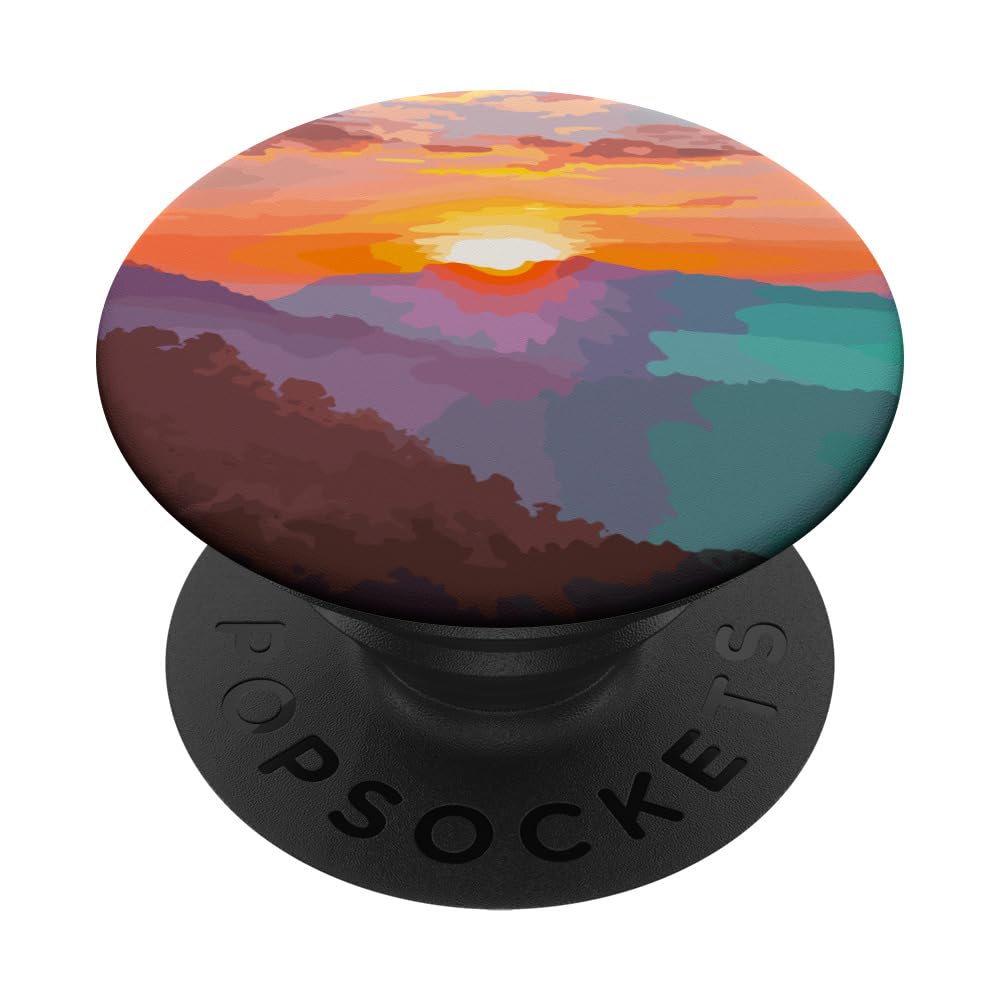 Boho Sun Mountains Retro Vintage Aesthetic Sunrise Art PopSockets Adhesive PopGrip
