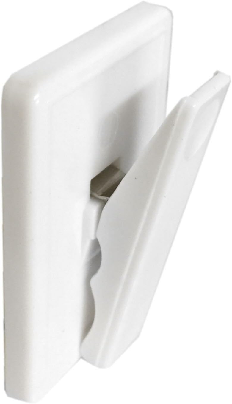 Merriway BH03999 White Plastic Self Adhesive Sprung Bill Clip 3 Pack