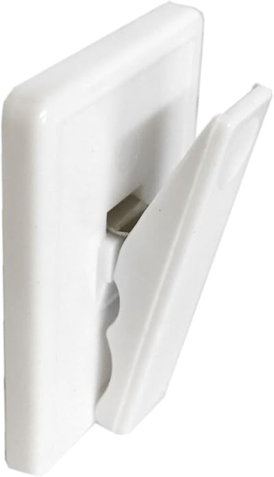 Merriway BH03999 White Plastic Self Adhesive Sprung Bill Clip 3 Pack