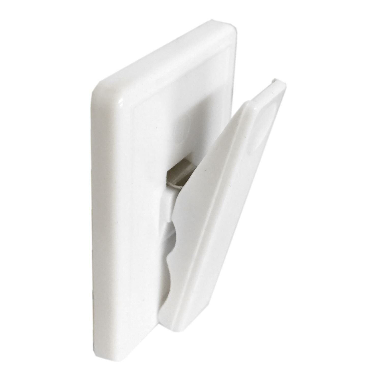 Merriway BH03999 (3 Pcs) White Plastic Self Adhesive Sprung Bill Clip Note Holder - Pack of 3 Pieces