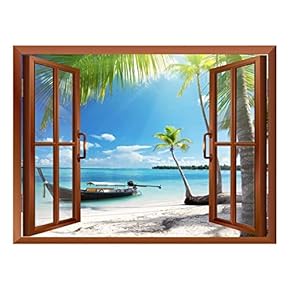 Boat on The Oceanside Removable Wall Sticker/Wall Mural - 24"x32"