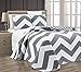 Chezmoi Collection Zoe 3-Piece Chevron Zig Zag Channel Quilted Bedspread Coverlet Set (Gray, Queen)