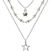 JAZTAKU Black Star Gothic Y2k Moon Heart Necklace, Halloween Mens Womens Stainless Steel Curb Cable Chain 24 Inch