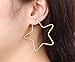 Vnox 1-4 Pairs Womens Sisters Sister Stainless Steel Simple Big Star Heart Wave Shape Hoop Round Earrings,Gold Plated,Clip-top (Star)