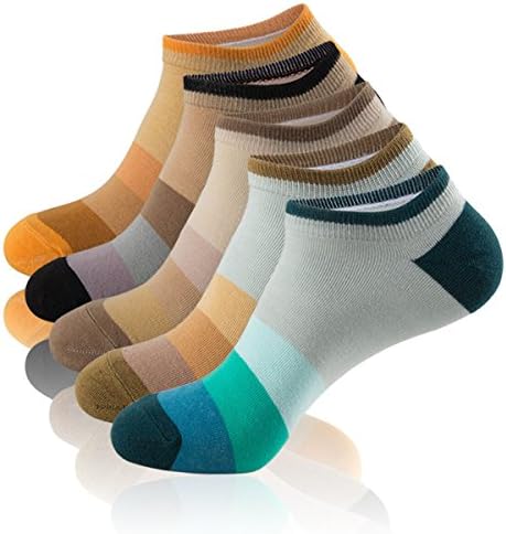 Eallco Mens No Show Cotton Low Cut Fun Socks Men 5 Pack Multicolor Casual Ankle All Season Sock