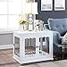 unipaws Pet Crate End Table with Pet Bed, Wooden Wire Dog Kennels with Double Doors, Modern Design Dog House Indoor Use, Whitethumb 1