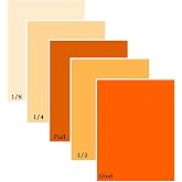 5 Pcs Lighting Gels Filter Transparent Orange Kit,Glod,Full,1/2,1/4,1/8 Cto Color Gels for Photography,Colored Flim for Lights Led Photo Flashlight Strobe 16x20 Inches