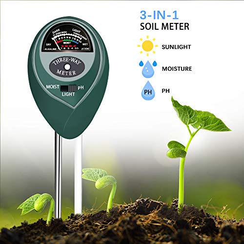 JeahoreKy Soil Test Kit with Moisture, Light and PH Tester 3-in-1 Soil pH Meter for Garden/Farm/Lawn/Indoor & Outdoor (No Battery Needed)